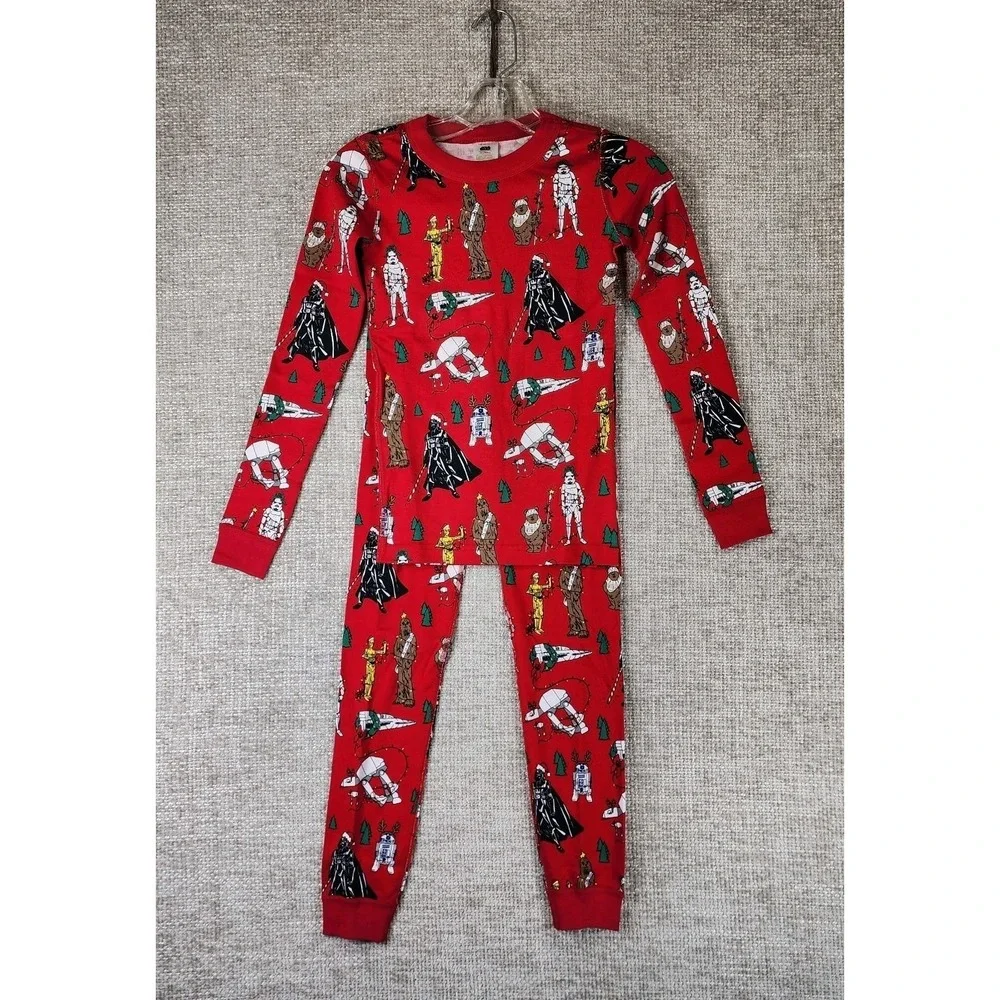 Hanna Andersson Star Wars Christmas Pajama Set Youth 10 Red Chewy R2D2 Darth NWT